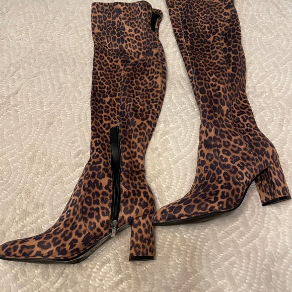 Marc Fisher Leopard Print Over the Knee Boots- Size 8 - Picture 2 of 6